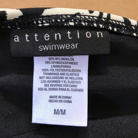 Attention Swimwear Tankini Medium Top Small Bottom Black And White Animal Print - Picture 5 of 12